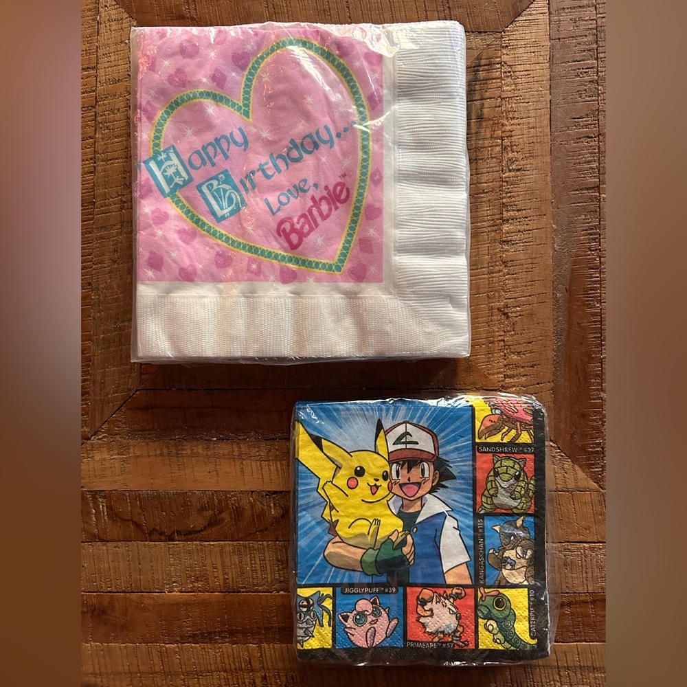 Vintage Barbie and Pokémon Party Napkins